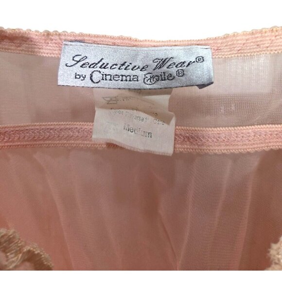 Vintage Y2K Sheer Lace Babydoll Pink Floral Top Romantic Style Coquette Seductiv - Picture 5 of 6